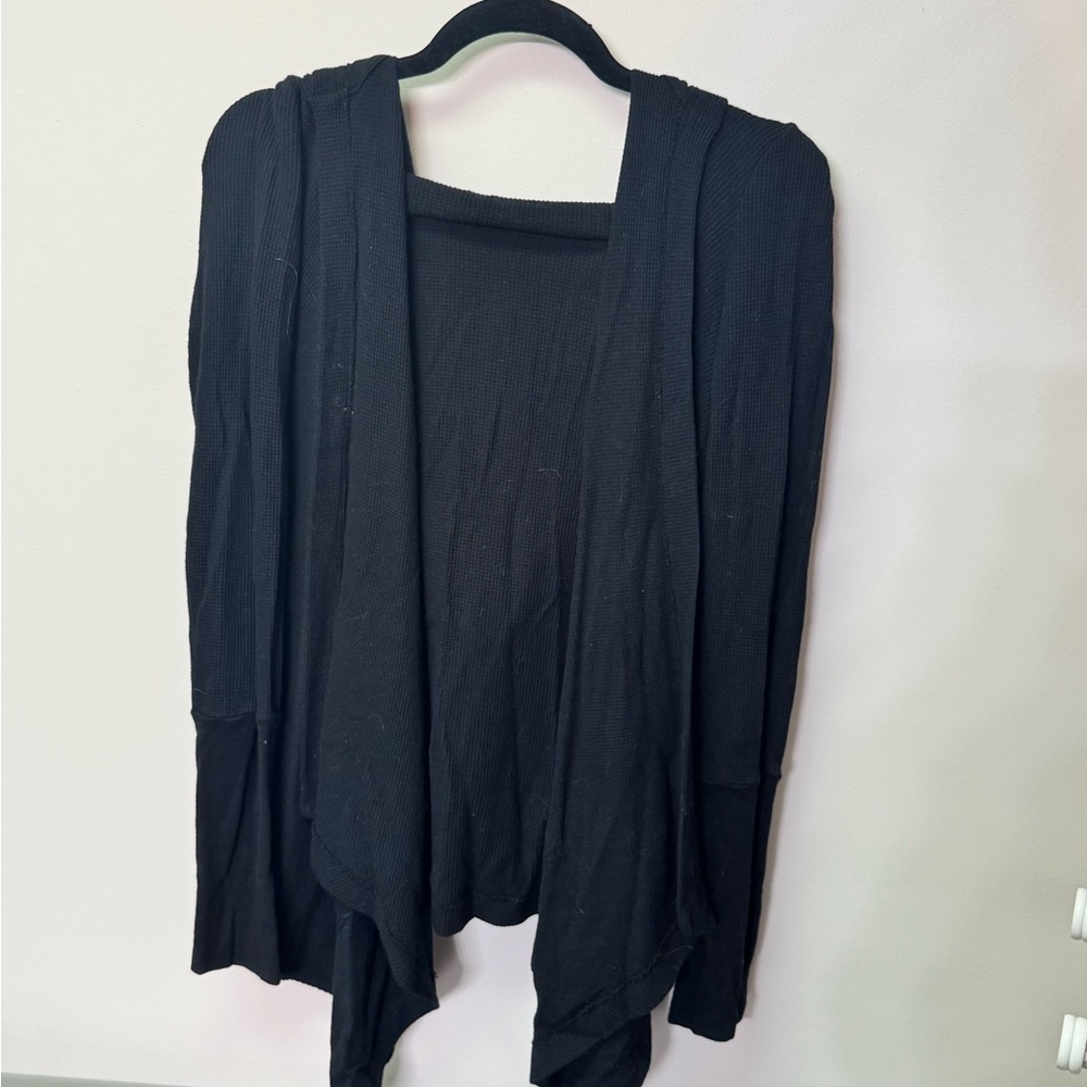 Splendid Black Open-Front Lightweight Cardigan